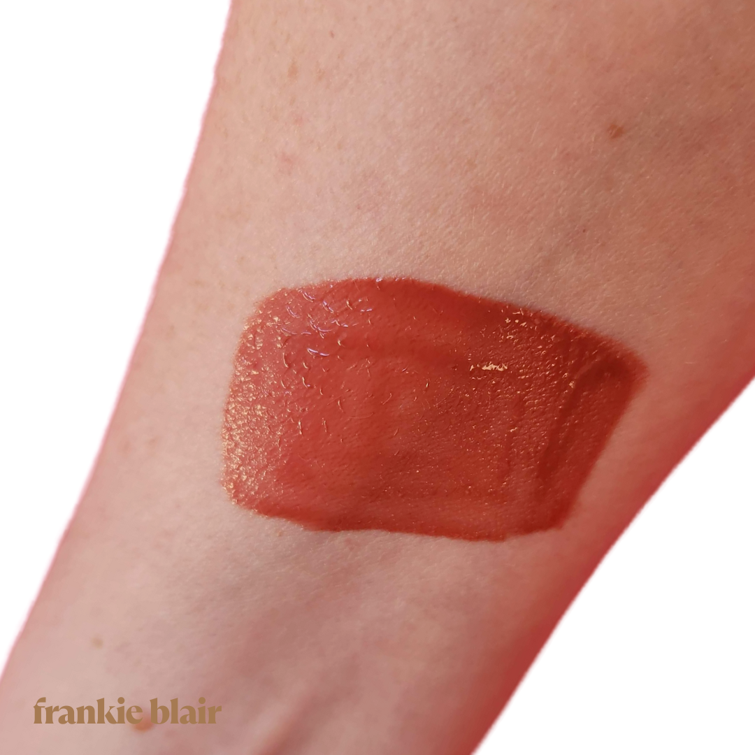 Frankie Blair Lip Gloss Hazel, a warm brown with a hint of pink clay undertone