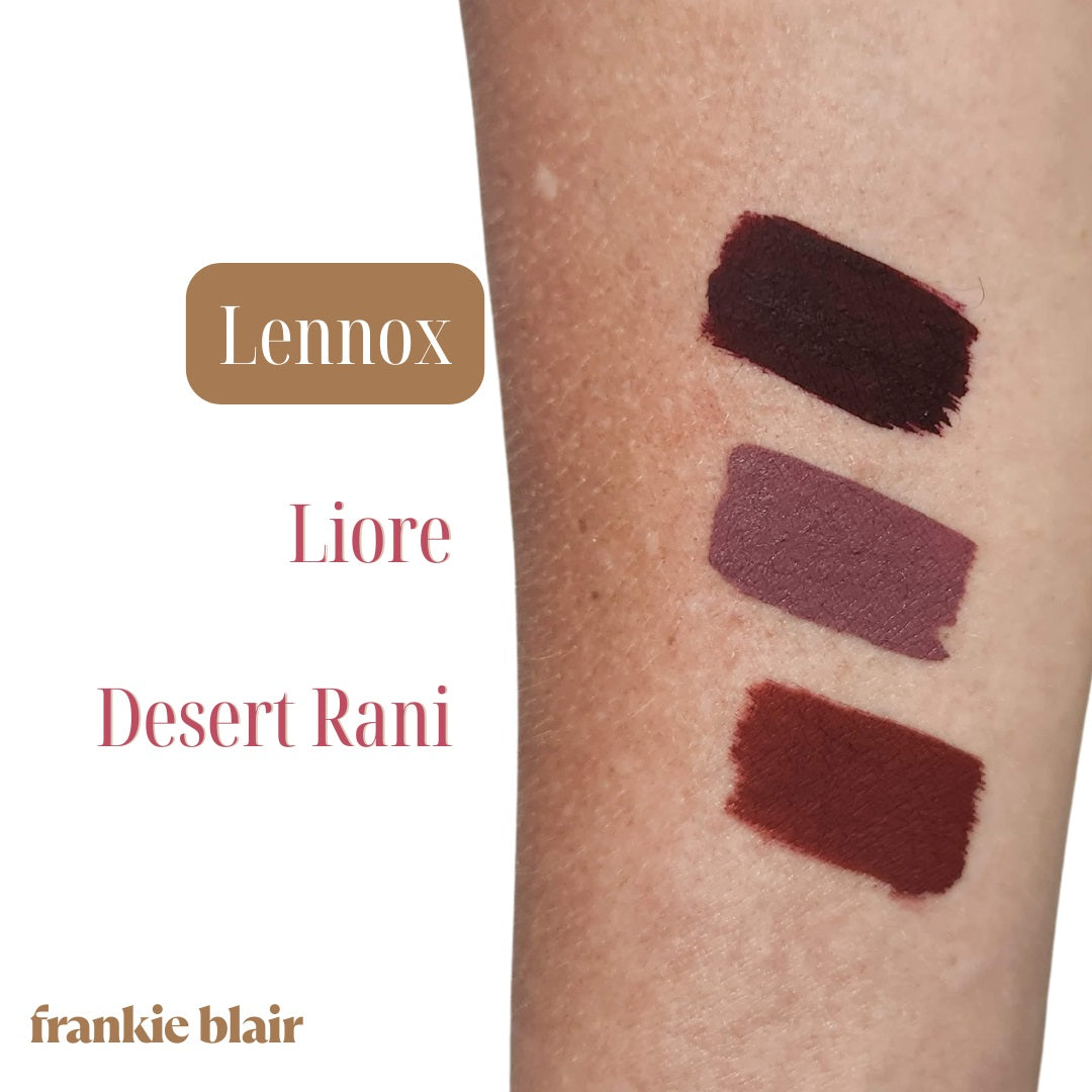 Frankie Blair Matte Lip Stain Arm Swatch highlighting Lennox