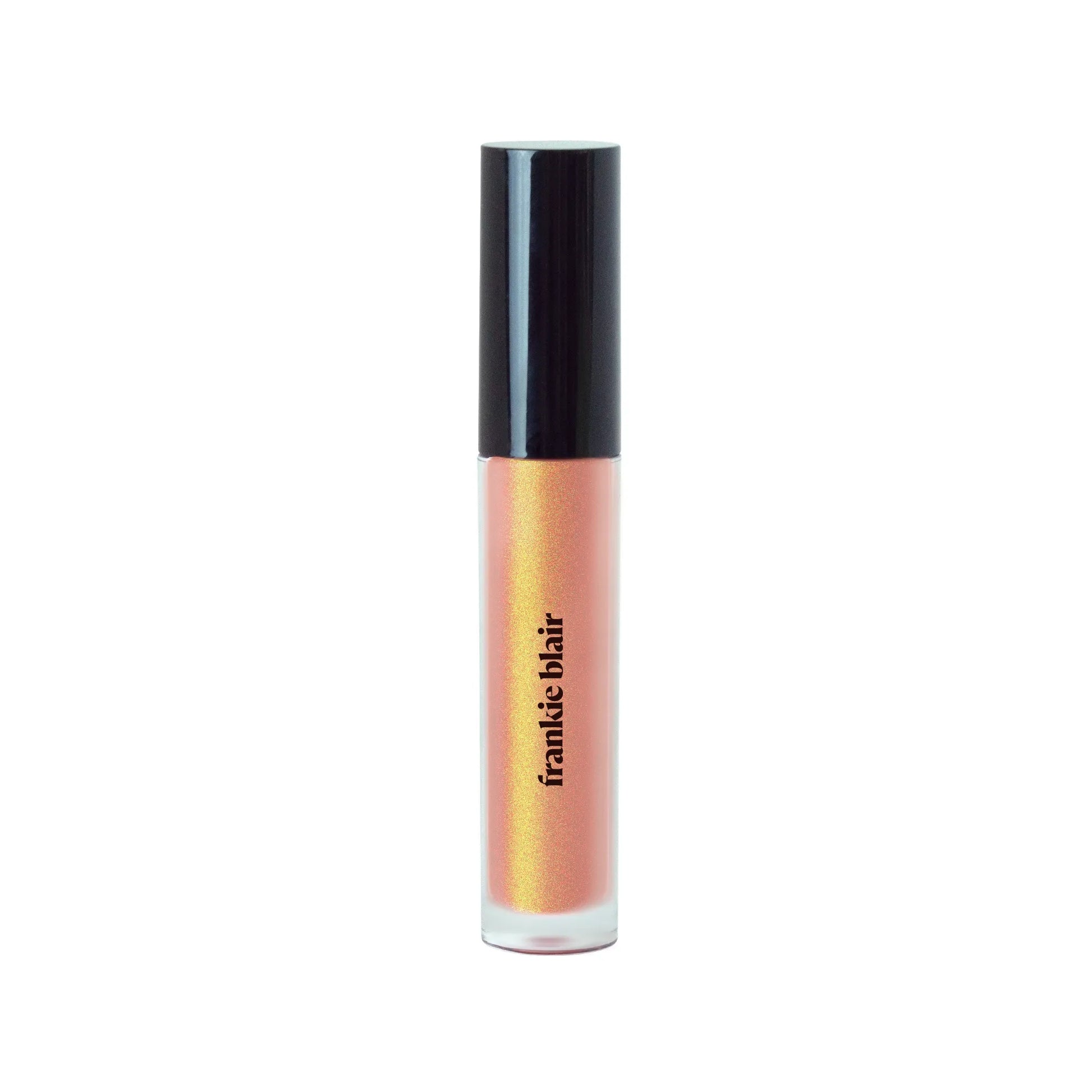 Frankie Blair Lip Gloss Raya, a vibrant pink and gold shimmer gloss