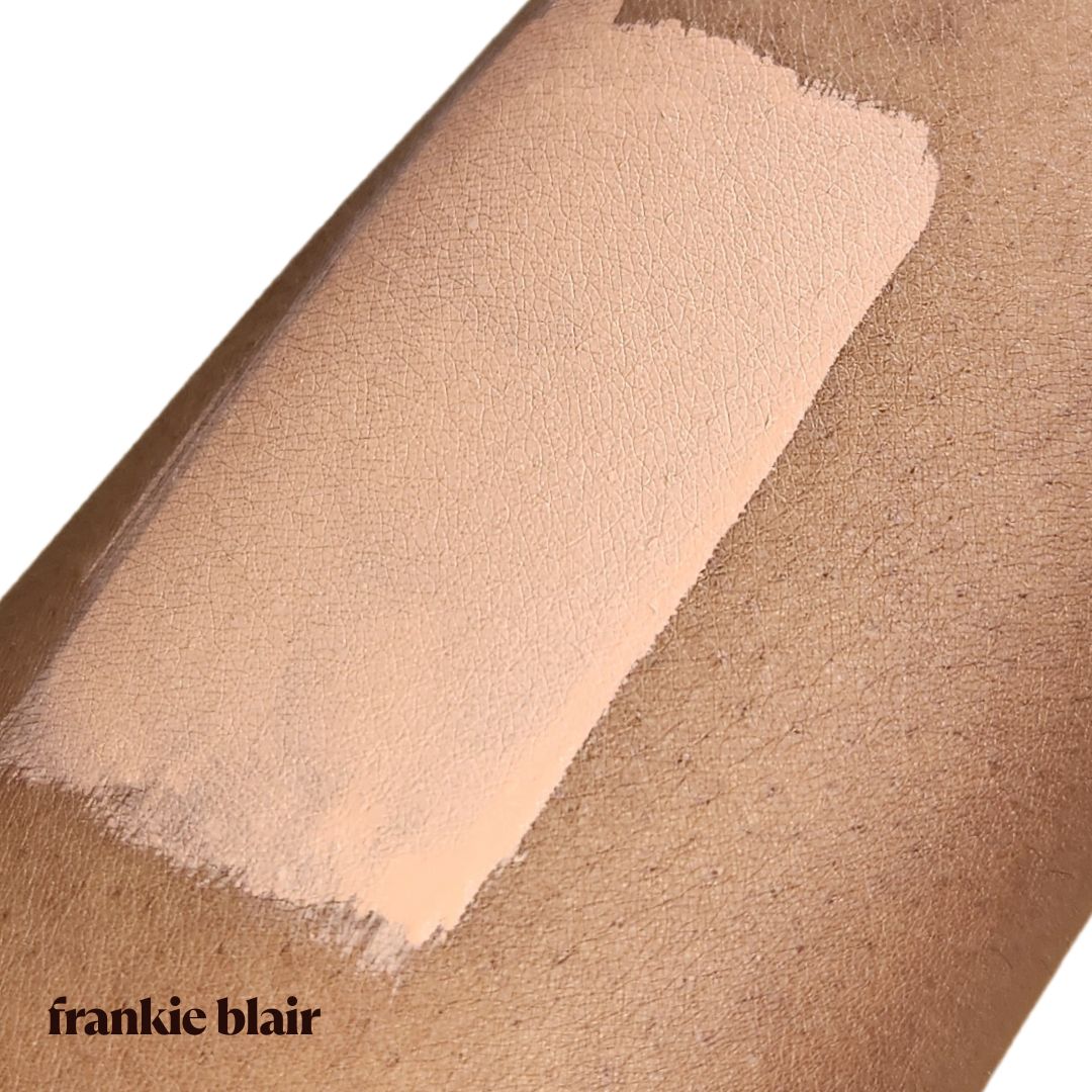 Frankie Blair Nude Blonde Matte Lip Stain swatch on arm, , the best pale nude lip stain. Long lasting and hydrating.