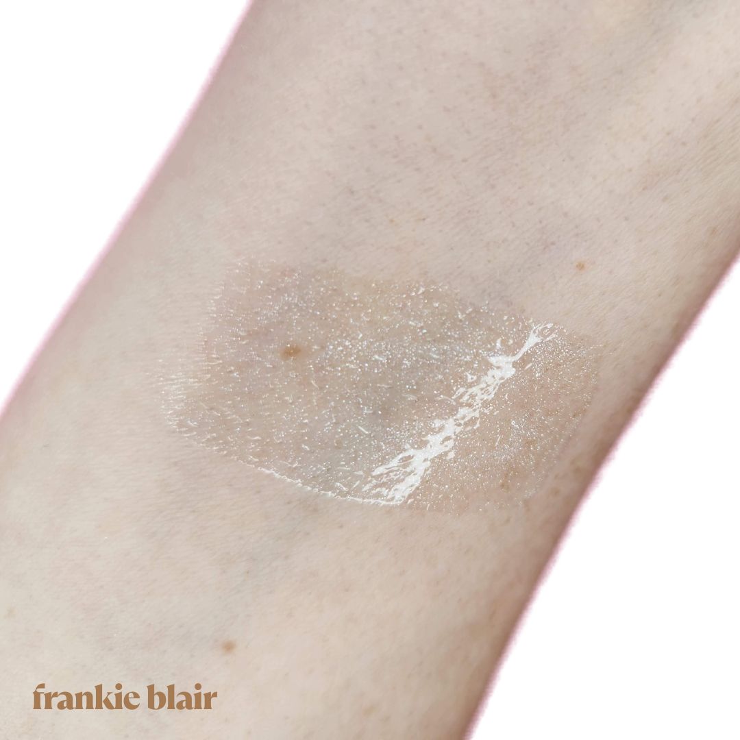 Frankie Blair Lip Gloss Pearl, a clear gloss with a hint of silver shimmer.